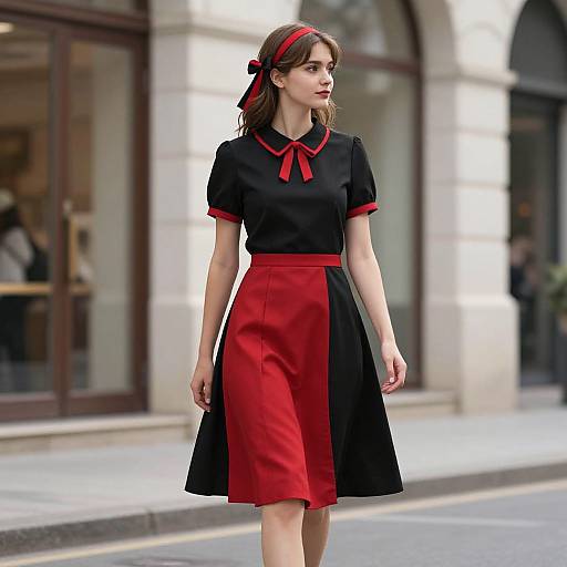 Woman in Black and Red Dress