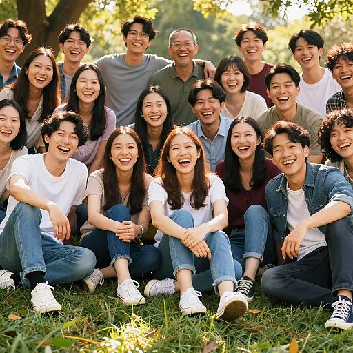 Happy Diverse Group on Green Grass