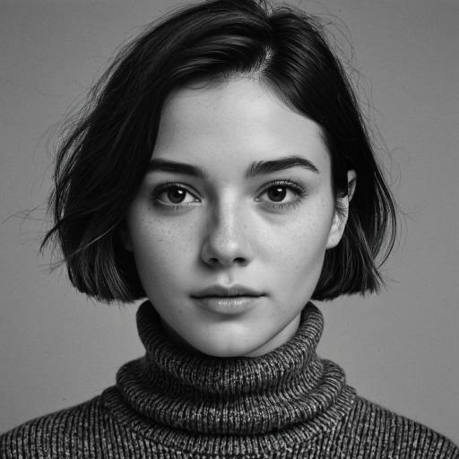 Freckled Girl in Monochrome Portrait