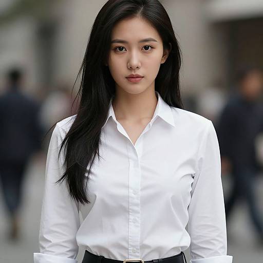 Realistic Portrait of Stylish Asian Woman