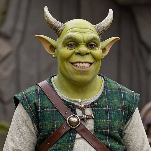 Fantasy Character with Green Skin and Horns