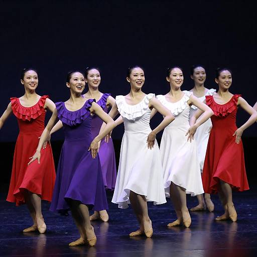 Group of Asian Ballet Dancers on Stage