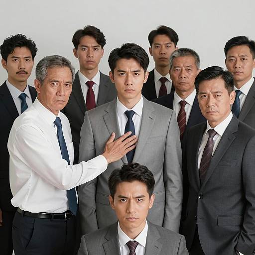 Intense Gathering of Eleven Suited Men