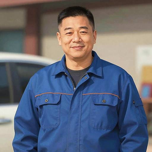 Genial Broad-Shouldered Mechanic Social Realism Portrait