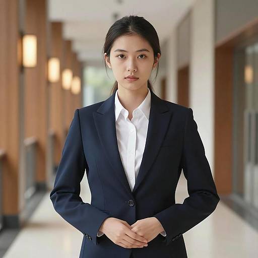 Elegant Business Portrait in Modern Hallway