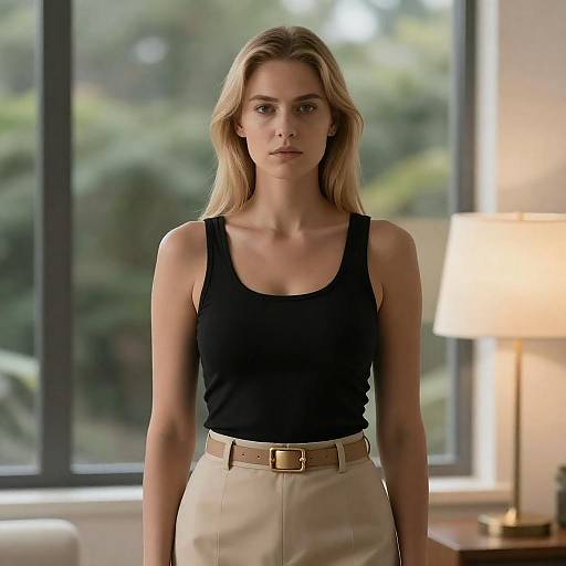 Serious Blonde Woman in Soft Light