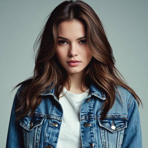 Realistic Denim Fashion Portrait of Girl