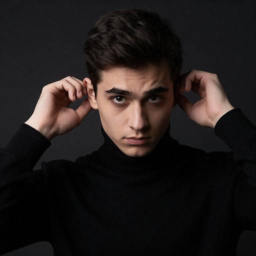 Backlit Portrait: Focused Man in Turtleneck