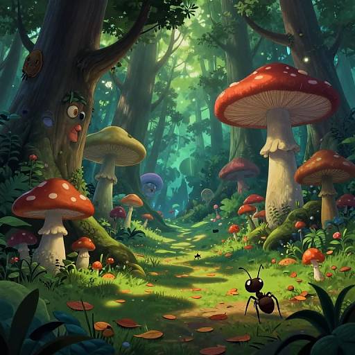 Whimsical Forest from an Ant's View