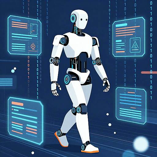 Sleek Humanoid Robot in Digital Stream