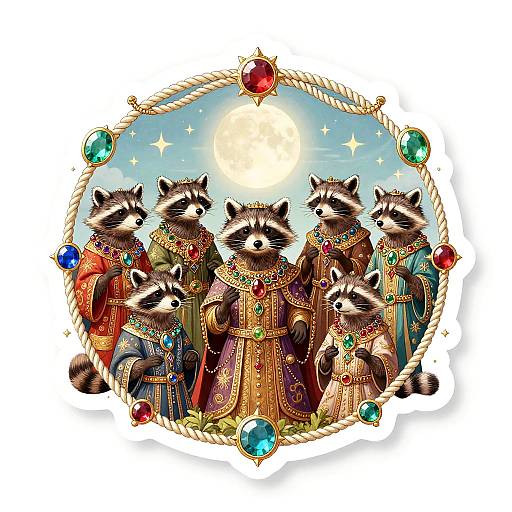 Noble Raccoon Council Fantasy Scene