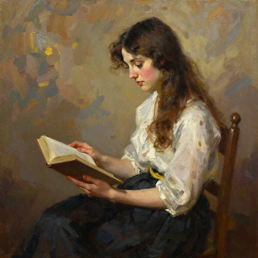 Impressionistic Reading Woman Portrait