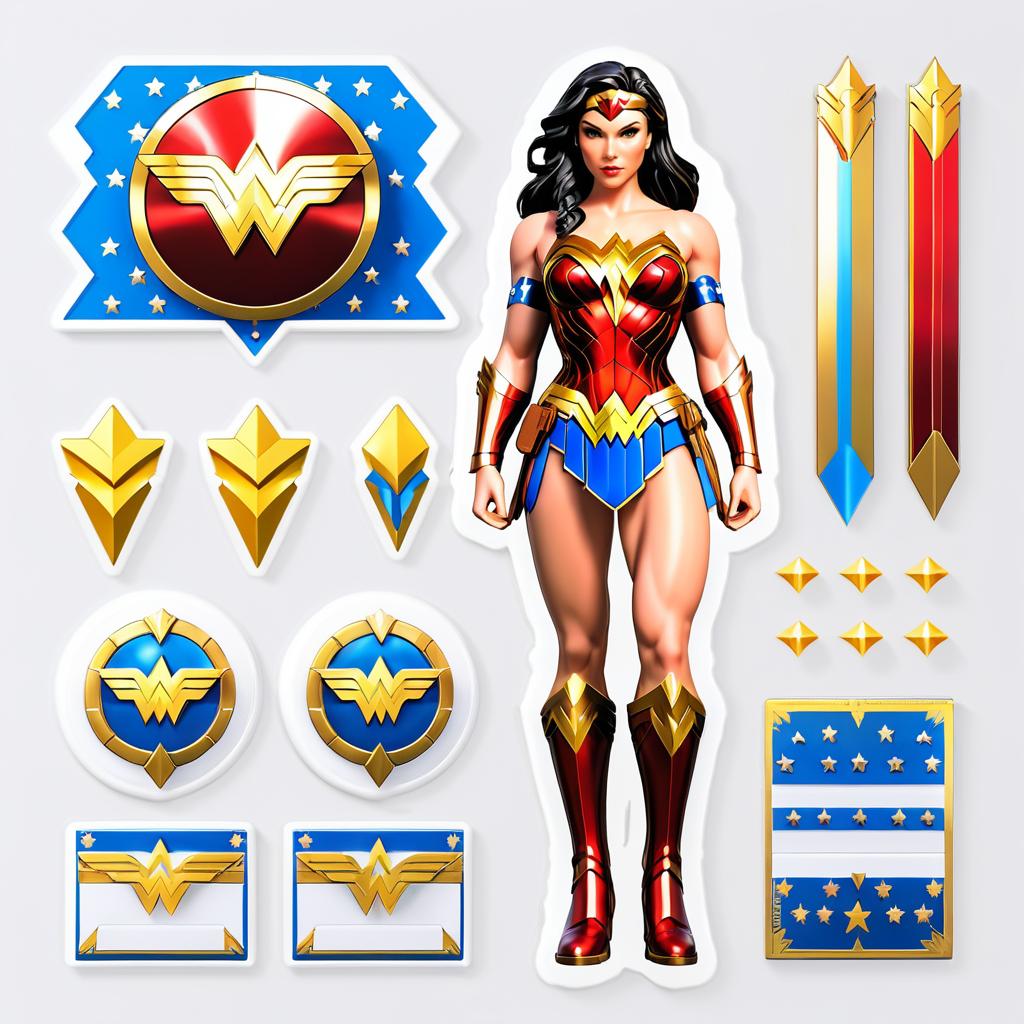 Ultra-Detailed Wonder Woman Sticker Design