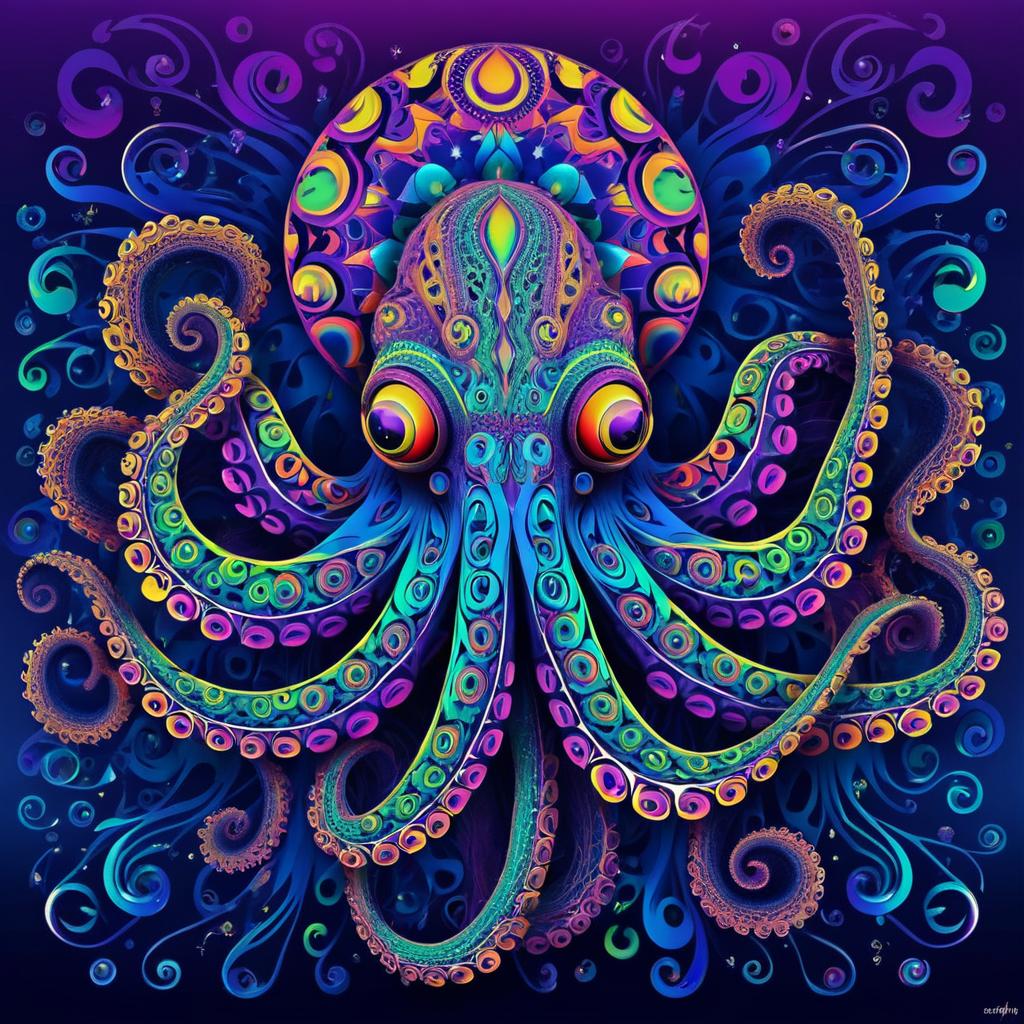 Vibrant Psychedelic Octopus Artwork