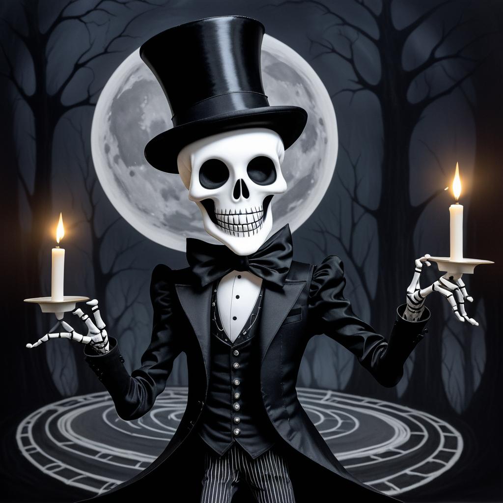 Dancing Skeleton in Gothic Candlelight