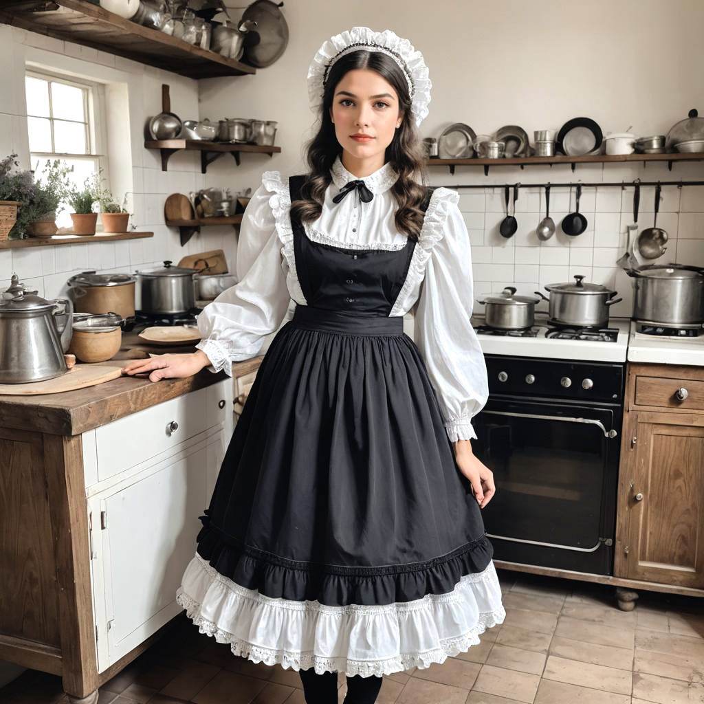 Vintage Maid in Rustic Farmhouse Kitchen