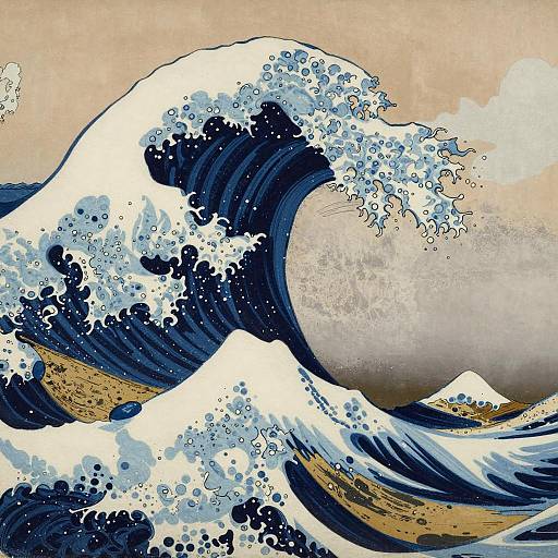 The Great Wave in Beige and Azure