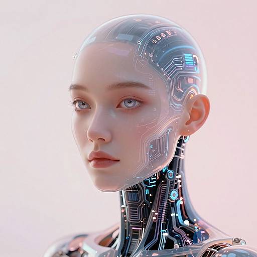 Realistic Android Portrait with Digital Aesthetics