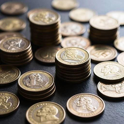 Close-up of Mixed Currency Coins