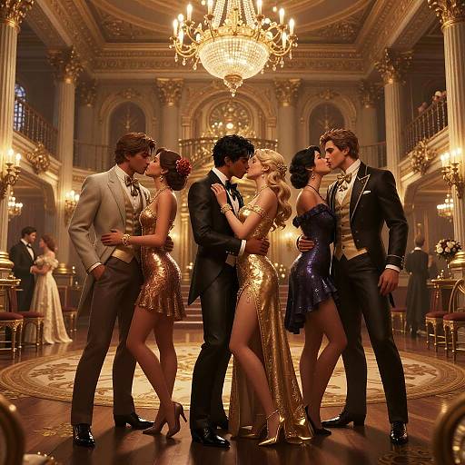 Passionate Victorian Ballroom Embrace