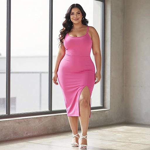 Curvy Woman in Hot Pink Dress