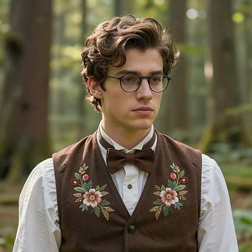 Photorealistic Young Man in Enchanted Forest