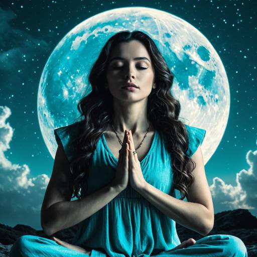 Woman Meditating Under Full Moon Woman Meditating Under Full Moon