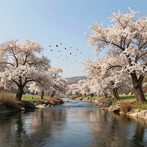 Serene Spring River Valley Realism