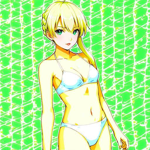 Illustration of Artoria pendragon (swimsuit archer) (fate), fate (series) in the style of Aroma sensei