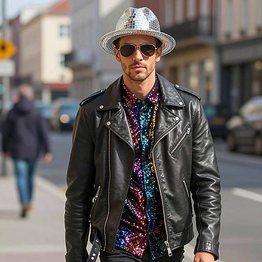 Stylish Disco Guy in Urban Setting