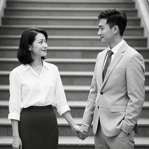 Black-and-White Portrait of Three Figures