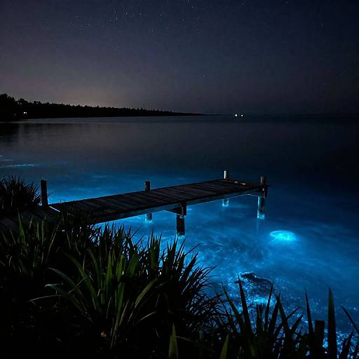 Bioluminescent Night by Wooden Dock