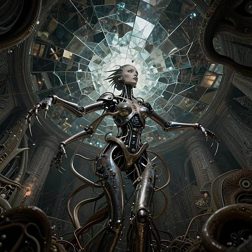 Surreal Bio-Mechanical Dreamscape Woman