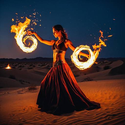 Vivid Fire Dancer in Twilight Desert Vivid Fire Dancer in Twilight Desert