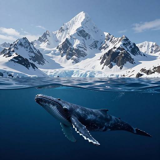 Majestic Snowy Mountains and Humpback Whale
