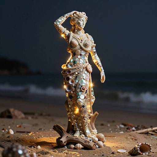 Seashell Mosaic Woman — Epic 32k Render