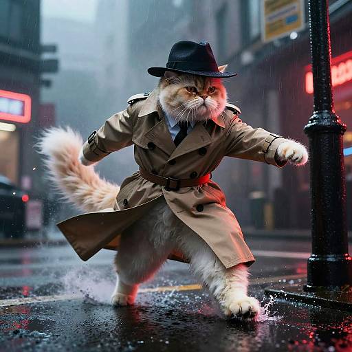 Majestic Persian Cat Detective Scene