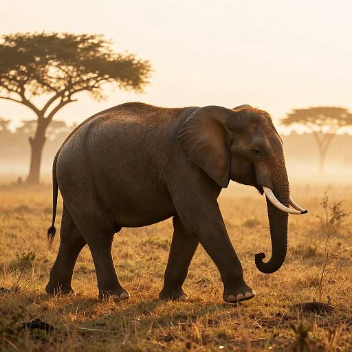 Curvaceous Elephant at Misty Sunrise