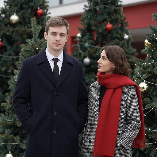 Christmas Portrait with Elegant Trees