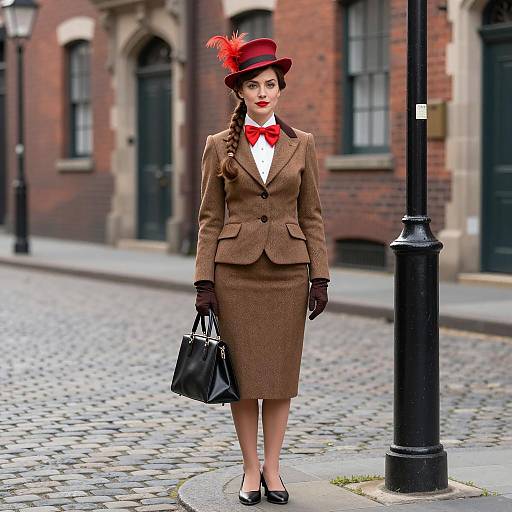 Vintage Mary Poppins Costume in City Setting