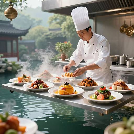 Dreamlike Chef in Luminous Kitchen