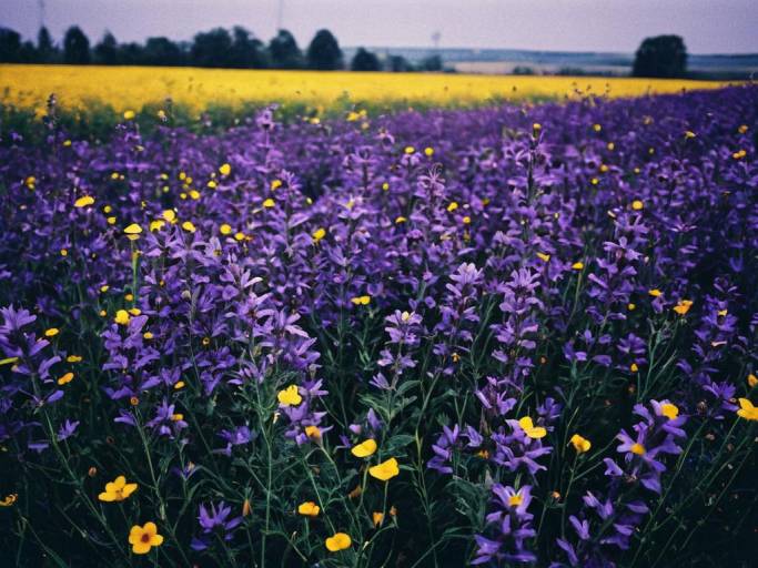 Vivid Purple Floral Wallpaper Design