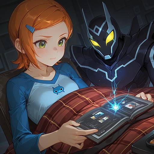 Illustration of Gwen tennyson, ben 10 in the style of Kotatsu kaya