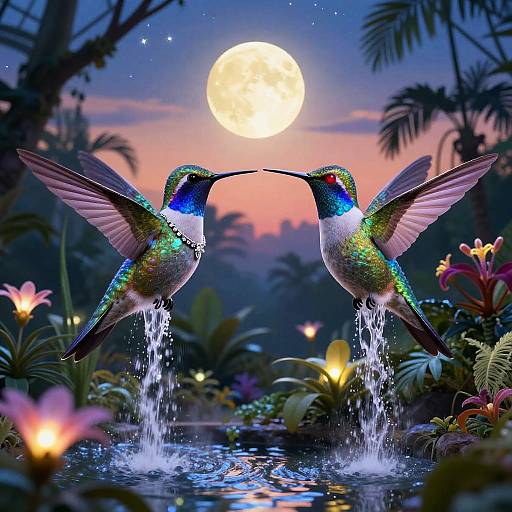 Holographic Hummingbirds in Bioluminescent Greenhouse