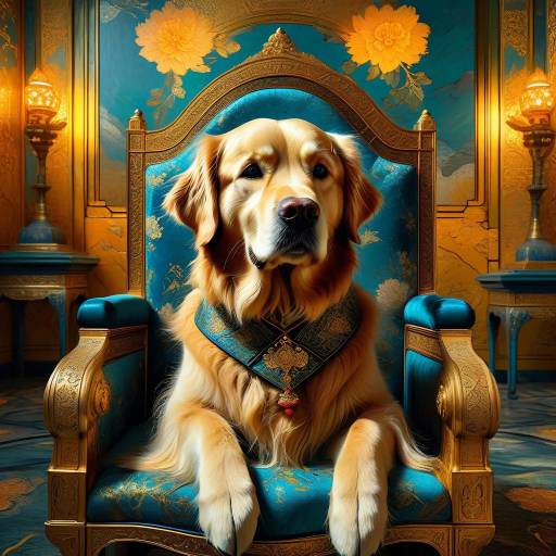 Regal Golden Retriever in Ornate Palace