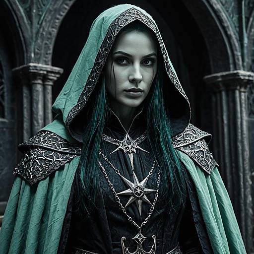 Fallen Aasimar Sorcerer in Gothic Robes