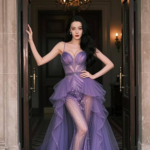 Elegance and Glamour in Purple Gown