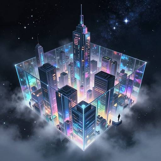 Futuristic Floating Metropolis at Night