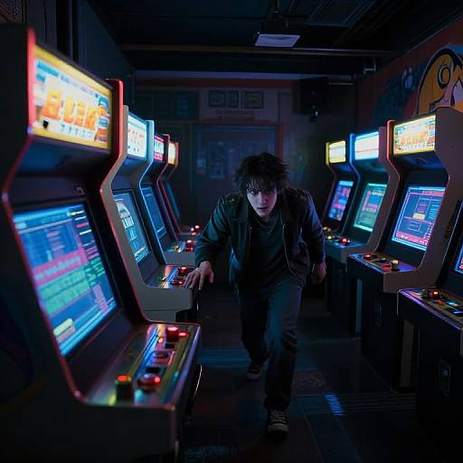 Eerie 80s Arcade Night Scene