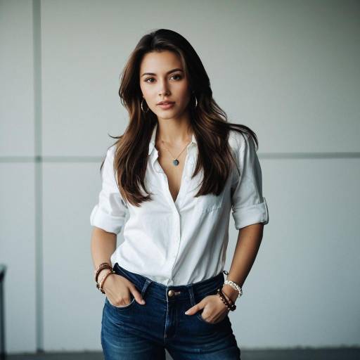Young Woman in White Shirt and Denim Jeans